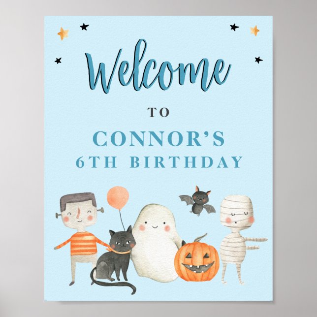 Kids Spooktacular Halloween Birthday Party Welcome Poster (Front)