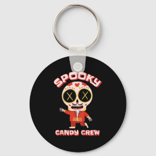 Kids Spooky Candy Crew - Funny Sugar Skull Graphic Key Ring