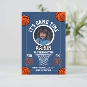 Kids Sports Basketball Game Birthday Invitation