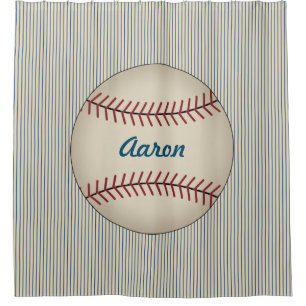 Kids Sports Boys Baseball Bathroom Shower Curtain