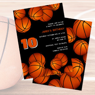 kids sports custom basketball birthday party invitation