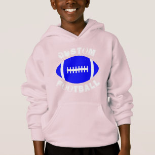 Kid's Sports Custom Team Name Blue Football Hoodie