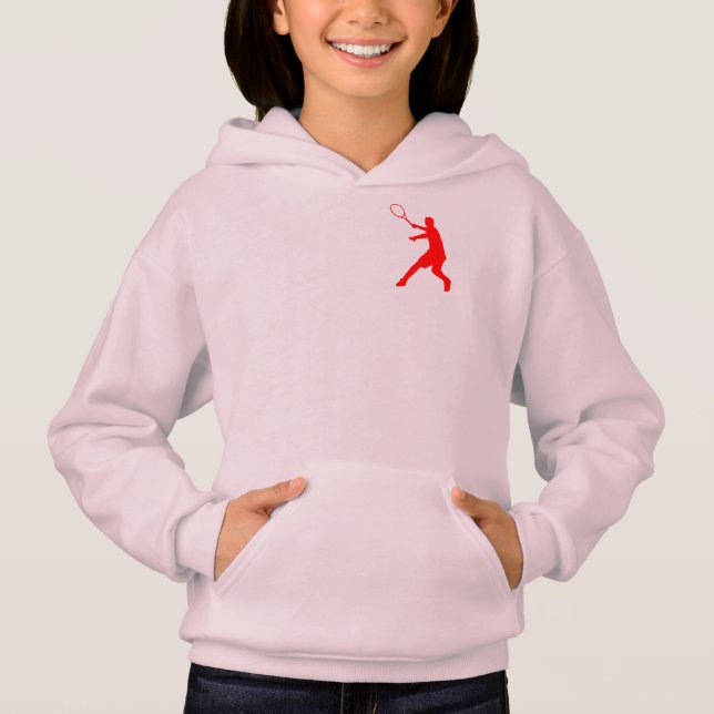 Kids sports hoodie | silhouette of tennis player (Front)