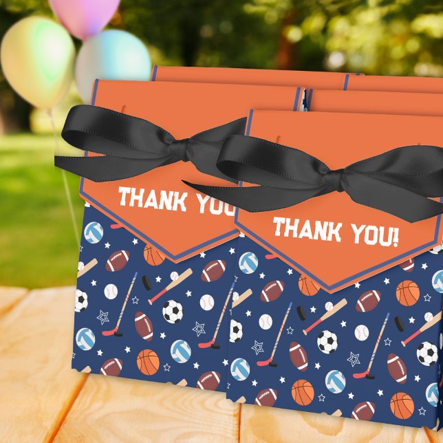 Kids Sports Pattern on Blue & Orange Birthday Favour Box (Creator Uploaded)