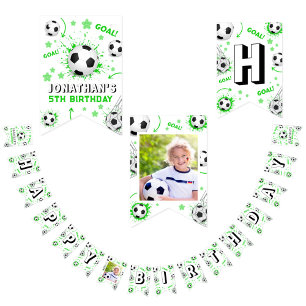 Kids Sports Soccer Football Birthday Bunting Flags