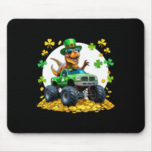 Kids St Patricks Day 2026 - Dinosaur Riding Monste Mouse Pad