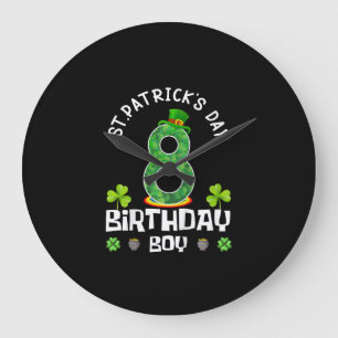 Kids St. Patrick's Day Birthday 8th 2015 T-Shirt Large Clock