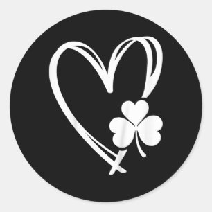Kids St Patricks Day Cute Heart Love Shamrock Iris Classic Round Sticker