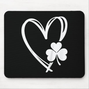 Kids St Patricks Day Cute Heart Love Shamrock Iris Mouse Pad