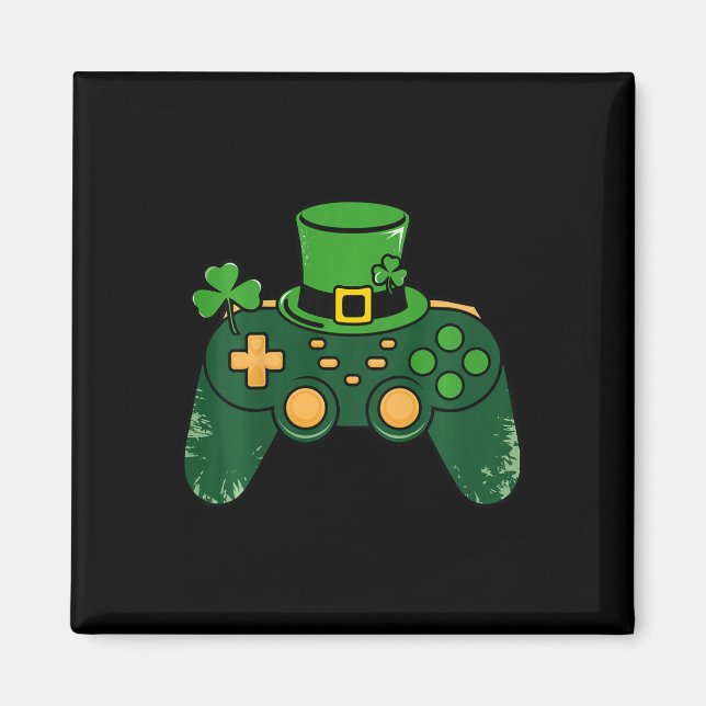 Kids St Patricks Day Gamer Gaming Controller Clove Magnet (Front)