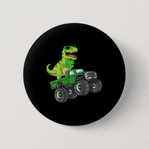 Kids St Patricks Day T Rex Riding Monster Truck Di 6 Cm Round Badge