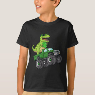 Kids St Patricks Day T Rex Riding Monster Truck Di T-Shirt