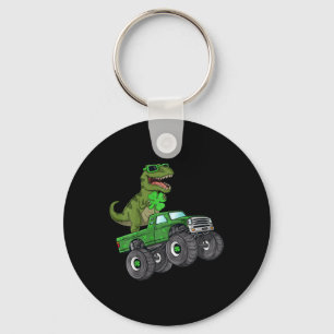 Kids St Patricks Day T Rex Riding Monster Truck To Key Ring