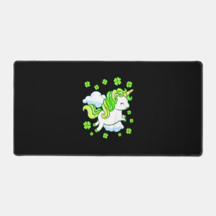 Kids St Patricks Day Unicorn Girls Toddler Shamroc Desk Mat