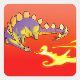 Kids Stegosaurus Breathing Fire by Alberto Rios Square Sticker