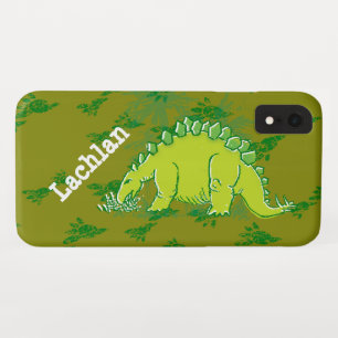 Kids stegosaurus green custom name iPhone XR case