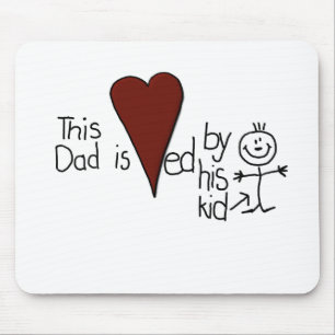 Kids Stick Figure Hearts Dad Mouse Pad