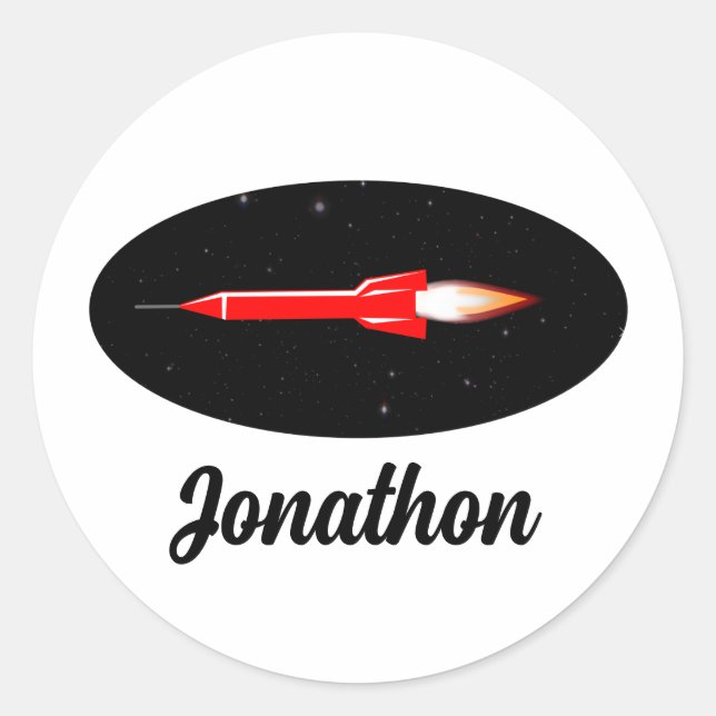 Kids Sticker Rocket Space Personalised (Front)