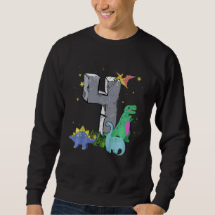Kids Stone Age 4 Years Old Dinosaurs 4th Birthday  Sweatshirt