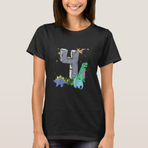 Kids Stone Age 4 Years Old Dinosaurs 4th Birthday T-Shirt