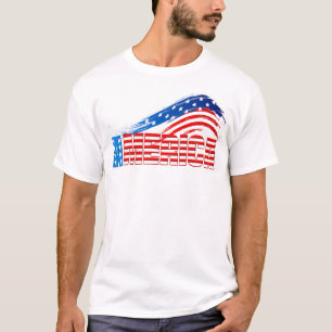Kid's Striped Sleeve Tee - "AMERICA" Stars Stripes