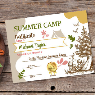 Kids Summer Camp Achievement Certificate