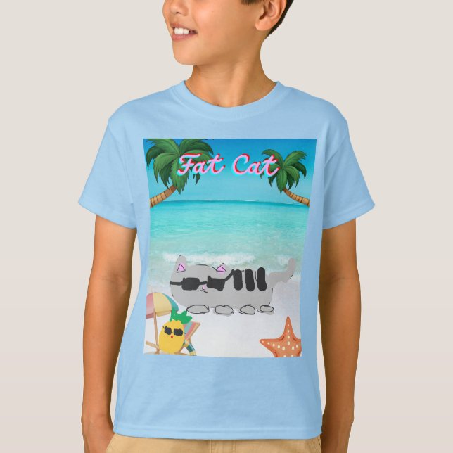 kids summer fat cat shirt (Front)