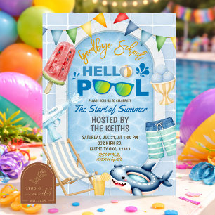 Kid's Summer Hello Pool Goodbye School Party Invitation
