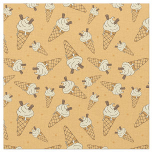 Kids Summer Ice Cream Cones Food Pattern Beige Fabric