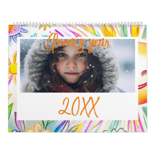 Kids sunny days colorful photo new year calendar
