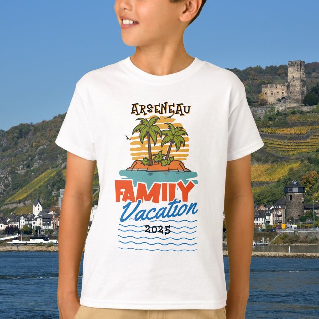  Kids  Sunset Family  Cruise Personalise T-Shirt (Childs Family Vacation Shirt, personalize)
