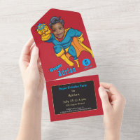 Kid's Superhero Amazing All in One Invitation