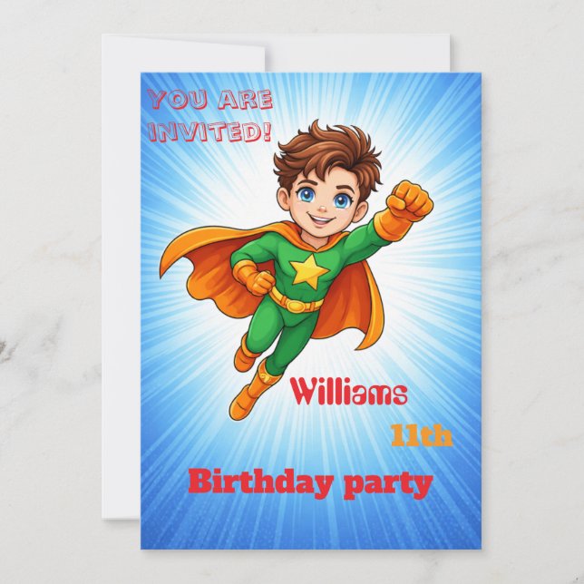 Kids Superhero Birthday Invitation (Front)