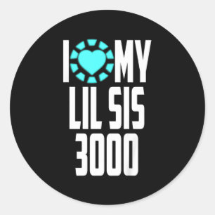 Kids Superhero Movie Quote I Love My Lil Sis 3000 Classic Round Sticker