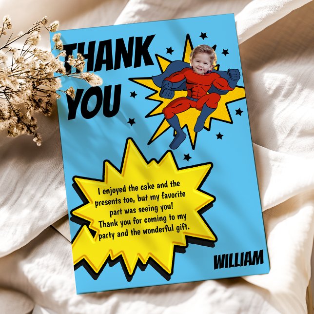 Kids Superhero Photo  Thank You Card (Creator Uploaded)