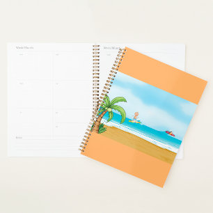 Kids Surfing Tropical Beach Fun Summer Ocean Planner
