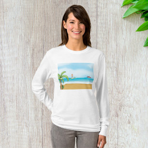 Kids Surfing Tropical Beach Fun Summer Ocean T-Shirt