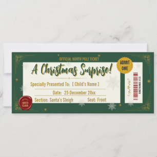 Kids Surprise Christmas Gift Ticket Voucher Invitation