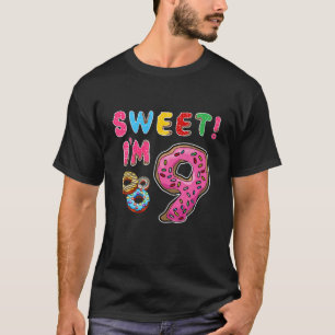 Kids Sweet Doughnut 9Th Birthday 9 Year Old Birthd T-Shirt