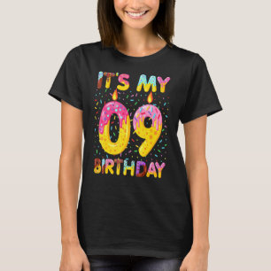 Kids Sweet Doughnut Its My 09th Birthday 09 Years T-Shirt