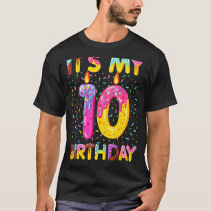 Kids Sweet Doughnut Its My 10th Birthday 10 Years  T-Shirt