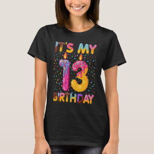 Kids Sweet doughnut It's My 13th Birthday 13 Years T-Shirt