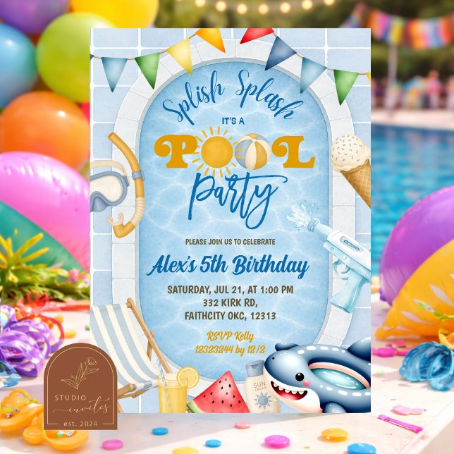 Kid's Swimmng Pool party birthday Invitation (Creator Uploaded)
