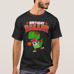 Kids T rex Dinosaur Birthday Baller Basketball Par T-Shirt