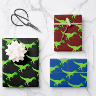 Kid's t-rex dinosaur pattern wrapping paper sheets