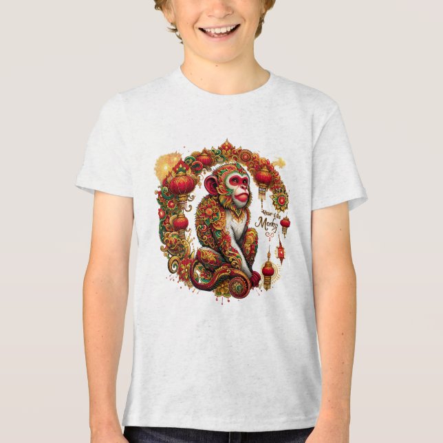 Kids' T-Shirt for Year of the Monkey Tri-Blend Shirt (Front)