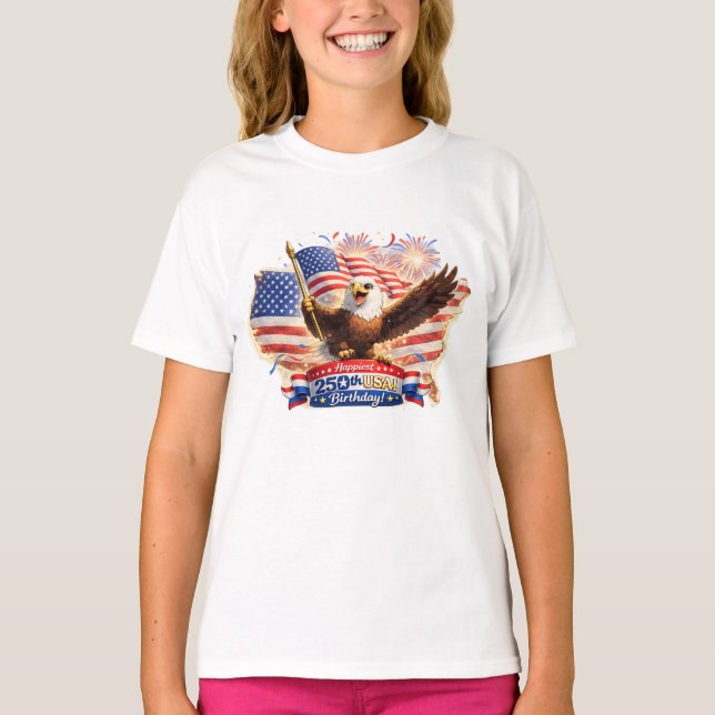 kids t-shirt Happiest 250th Birthday USA! (Front)
