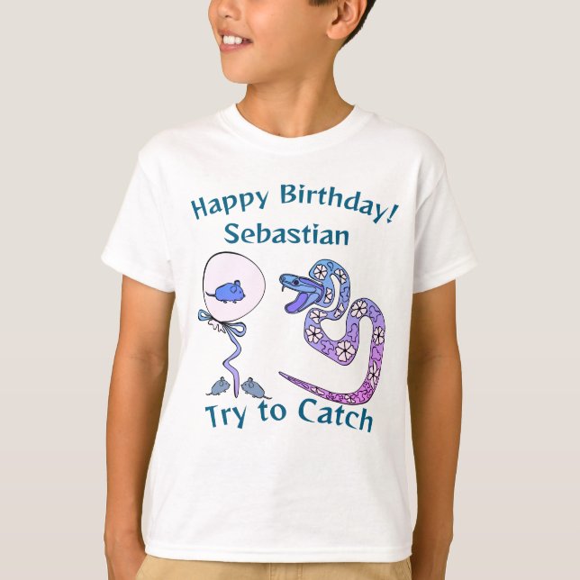 kids t-shirt  Happy Birthday snake print (Front)