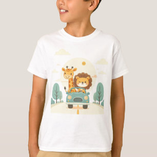 Kids' T-Shirt with Cute Cartoon Animals Print