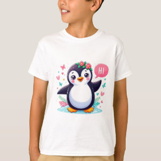 Kids' T-shirt with Cute Penguin Print